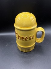 Vintage Ceramic Cheese Shaker Mug Barrel Form Gold Yellow Glaze 6.5 In  picture