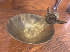 Vintage Solid Brass Oval Cherub Angel Candy Soap Jewelry Trinket Dish picture