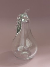 Clear Glass Pear Paperweight 4 Inch Hand Blown Fruit Decor Collectible picture