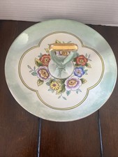 Noritake Lusterware Hand Painted Porcelain Dish W/Handle-Floral/Gold Japan VTG picture