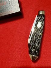 1987 Winchester 2857 Tear Drop Pocket Knife Black Jigged Bone With Box picture