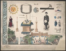 Photo:Masonic Prayer Chart Sec 1st Sec 2nd 1800s Symbols Lodge Ritual picture