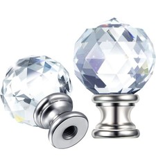 2 Pieces Crystal Lamp Finial Cap Knob Screw Topper Clear Finial with Polished picture