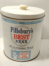 J.L. Clark Vintage Pillsbury's Best XXXX All Purpose Flour Kitchen Tin w/ Lid picture