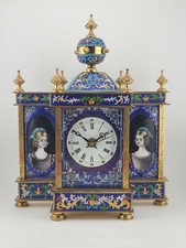 Vintage Exquisite Renaissance-Style Chinese Enamel & Cloisonne Clock. Working. picture