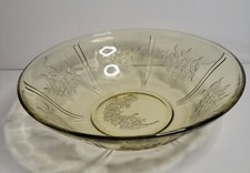 Federal Glass Co. Glass Bowl Sharon Cabbage Rose Pattern Yellow Amber picture