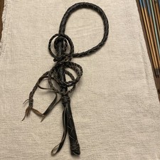 Vintage Braided Leather Bullwhip 12’ Black Cowboy Western picture