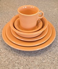 FULL 6 PIECE Fiesta TANGERINE Homer Laughlin Place Setting Fiestaware picture