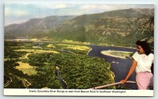 1950s SW WASHINGTON BEACON ROCK SCENIC COLUMBIA RIVER GORGE POSTCARD P5096 picture