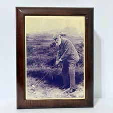Vintage Old Tom Morris St Andrews Golf Ceramic Tile Wooden Keepsake Valet Box picture