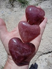 3 Sparkling Polished Strawberry🍓 Quartz  Hearts 💕 Mineral Specimens M3 picture