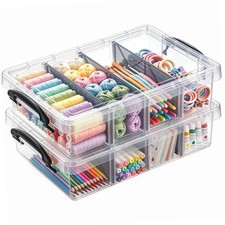 Citylife 2PC Clear Craft Organizers And Storage 3 Removable Dividers HM101T2 picture