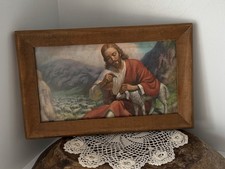Vintage Lithograph Print Of “Jesus As The Good Shephard” In A Wood Frame picture