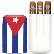 Vintage Trip Portable Leather Flag Cigar Case 3 Tube Cigar Humidor National Flag picture