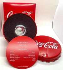 2019 Fiji $2 COCA COLA POLAR BEAR ALWAYS COOL 1 OZ .999 PURE  SILVER HIGH RELIEF picture