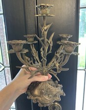 RARE VTG Brass Liberace style Candelabra Ornate 4 - Arm 5 Candle 10.5