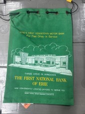 Vintage First National Bank Of Erie PA Deposit Bag Coin Money 1970s Lite Green picture