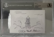 Robert Hoot Gibson NASA Shuttle Hand Drawn Sketch Beckett Autograph 10 BAS *18 picture
