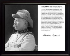 Theodore Teddy Roosevelt Man In The Arena Quote Framed Photo Picture 8x10 picture