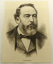 1879 magazine engraving ~ PORTRAIT OF BAYARD TAYLOR ~ American poet  picture