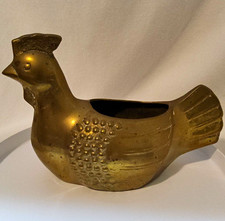 Gold Brass Metal Chicken Planter picture