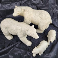 Polar Bear Family Figurine Set 4PCS Mother Father Cubs Wildlife Decor Statue picture