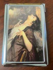Vintage IMAGE Smoking Woman 100's Size Cigarette Case w/built in lighter Wallet picture