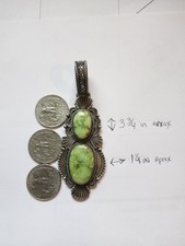 M&R Caladitto Navajo Sterling Silver Green Turquoise Pendant 3 3/4 x 1  1/4 in  picture