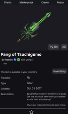 ROBLOX Fang of Tsuchigumo *RARE EFFECT ITEM* - CODE Sent Via Messages picture