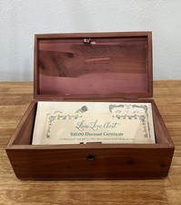 Vintage Lane Mini Cedar Chest Handkerchief Trinket love Box with Store Ad NO Key picture