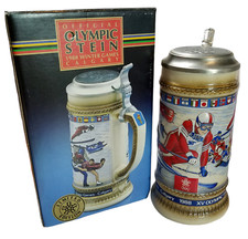 Budweiser Sports Stein 1988 U.S. Olympic Winter Games Lidded 8 1/2