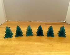 Vintage Green Plastic Christmas Tree Napkin Ring Set, 6-Pack Adult Table Decor picture