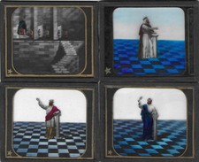 Lot of 4 Antique Masonic Freemason Magic Lantern Slides Ca. Late-1800s, FC & MM picture