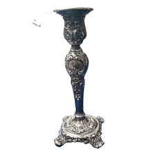 Wm Rogers and Son Silverplate Victorian Rose Candlestick, Circa 1890 picture