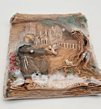 Vintage St. Francis Of Assisi Wall Plaque Art Di Assisi w/ doves Itlay 3D new picture