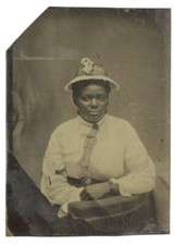 Proud African American Woman 1860 Well Dressed Black Lady Woman Antique Tintype  picture