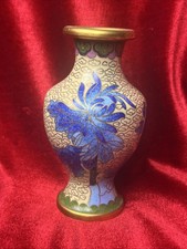 VASE CLOISONNE FLORAL ENAMELED 4-1/8