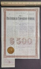 VERY RARE 1901 Pan American Exposition Signed $500 GOLD BOND Am Expo picture