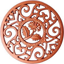 1Pcs 4.69Inch Iron Cast Trivet for Hot Dishes, Gold Vintage Pattern Metal Tri... picture