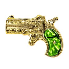 RARE 1866 Double Barrel Derringer Pistol Replica Toxic Green Krinite Grips picture