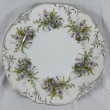 ANTQ Carl Tielsch CT Altwasser Germany Porcelain Plates Purple Violets 4 set 8