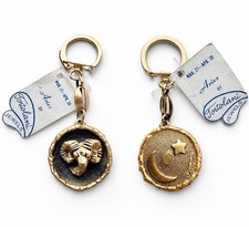 Vintage Tortolani Jewels Zodiac Gold Aries Ram Rare Keychain NOS Original Tag picture