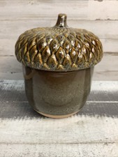 World Market Green Reactive Glaze Acorn Cookie Jar picture