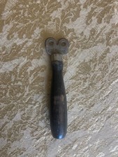 Antique Dual Wheel Knife Sharpener Tool Wood Handle Pat Pending Vintage 5.25