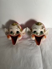 2 Vtg Porcelain Pixie Elf Ashtray 50’s Japan Gold Butterfly Incense READ Des picture