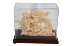 Carved Resin Galloping Horses Chinese Garden in Case 8