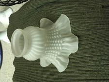 Vintage White Frosted Glass Ruffled Tulip Light Shade Globe 2