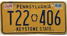 *BARGAIN BIN*  1982 Pennsylvania License Plate #T22-406 picture