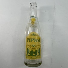 Vintage 12oz ACL Glass Soda POPland Yellow w/ Green Cactus Label - No City picture