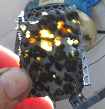 26 gm SERICHO pallasite Meteorite slice translucent from Kenya std olivine JAL picture